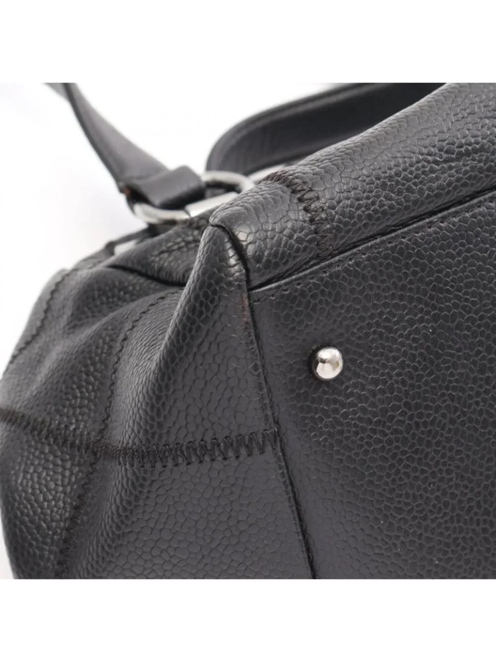 Chanel Tote Bag Choco Bar Black Caviar Leather Mini Bost